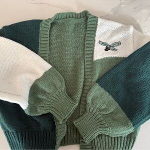 Colorblock Knit Sweater - Green and White  with Eagles logo 🦅
